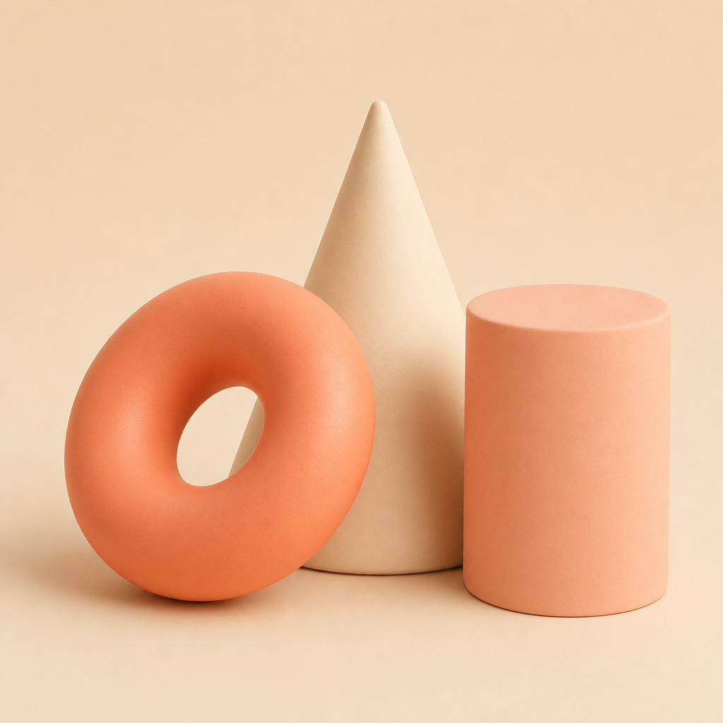 Abstract 3D shapes representing creative services